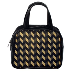 Tan Gray Modern Retro Chevron Patchwork Pattern Classic Handbag (one Side) by GardenOfOphir