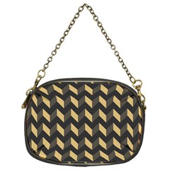 Tan Gray Modern Retro Chevron Patchwork Pattern Chain Purse (one Side)