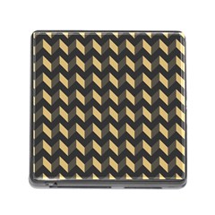 Tan Gray Modern Retro Chevron Patchwork Pattern Memory Card Reader With Storage (square)