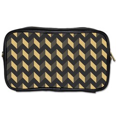 Tan Gray Modern Retro Chevron Patchwork Pattern Travel Toiletry Bag (one Side) by GardenOfOphir