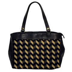 Tan Gray Modern Retro Chevron Patchwork Pattern Oversize Office Handbag (one Side) by GardenOfOphir