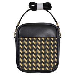 Tan Gray Modern Retro Chevron Patchwork Pattern Girl s Sling Bag