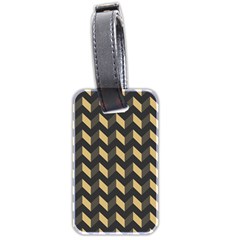 Tan Gray Modern Retro Chevron Patchwork Pattern Luggage Tag (two Sides)