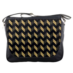 Tan Gray Modern Retro Chevron Patchwork Pattern Messenger Bag