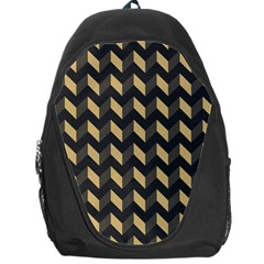 Tan Gray Modern Retro Chevron Patchwork Pattern Backpack Bag by GardenOfOphir