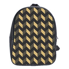 Tan Gray Modern Retro Chevron Patchwork Pattern School Bag (xl) by GardenOfOphir