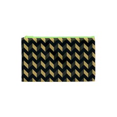 Tan Gray Modern Retro Chevron Patchwork Pattern Cosmetic Bag (xs)