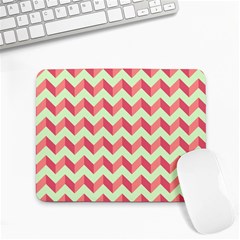 Mint Pink Modern Retro Chevron Patchwork Pattern Small Mouse Pad (rectangle) by GardenOfOphir