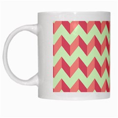 Mint Pink Modern Retro Chevron Patchwork Pattern White Coffee Mug by GardenOfOphir