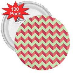 Mint Pink Modern Retro Chevron Patchwork Pattern 3  Button (100 Pack)