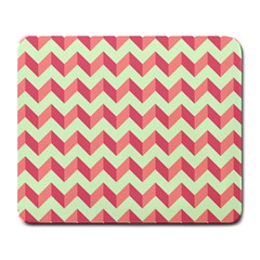 Mint Pink Modern Retro Chevron Patchwork Pattern Large Mouse Pad (rectangle)