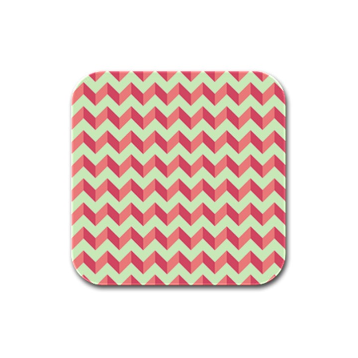 Mint Pink Modern Retro Chevron Patchwork Pattern Drink Coasters 4 Pack (Square)