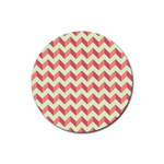 Mint Pink Modern Retro Chevron Patchwork Pattern Drink Coasters 4 Pack (Round) Front