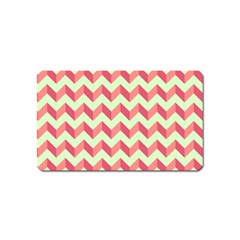 Mint Pink Modern Retro Chevron Patchwork Pattern Magnet (name Card) by GardenOfOphir