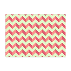 Mint Pink Modern Retro Chevron Patchwork Pattern A4 Sticker 100 Pack