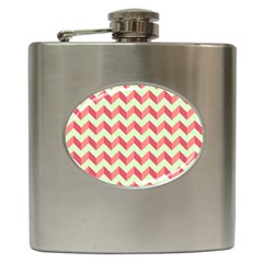 Mint Pink Modern Retro Chevron Patchwork Pattern Hip Flask