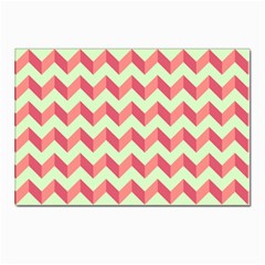 Mint Pink Modern Retro Chevron Patchwork Pattern Postcard 4 x 6  (10 Pack) by GardenOfOphir