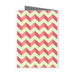 Mint Pink Modern Retro Chevron Patchwork Pattern Mini Greeting Card (8 Pack) by GardenOfOphir