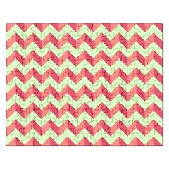 Mint Pink Modern Retro Chevron Patchwork Pattern Jigsaw Puzzle (rectangle) by GardenOfOphir