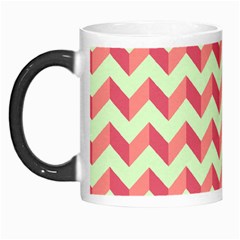 Mint Pink Modern Retro Chevron Patchwork Pattern Morph Mug by GardenOfOphir