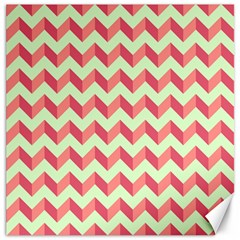 Mint Pink Modern Retro Chevron Patchwork Pattern Canvas 20  X 20  (unframed) by GardenOfOphir