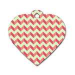 Mint Pink Modern Retro Chevron Patchwork Pattern Dog Tag Heart (One Sided)  Front