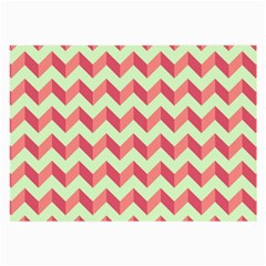 Mint Pink Modern Retro Chevron Patchwork Pattern Glasses Cloth (large, Two Sided)