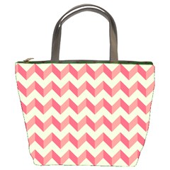 Mint Pink Modern Retro Chevron Patchwork Pattern Bucket Handbag by GardenOfOphir