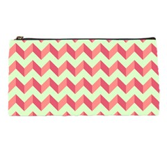 Mint Pink Modern Retro Chevron Patchwork Pattern Pencil Case by GardenOfOphir