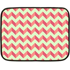 Mint Pink Modern Retro Chevron Patchwork Pattern Mini Fleece Blanket (two Sided)