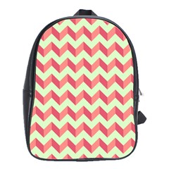 Mint Pink Modern Retro Chevron Patchwork Pattern School Bag (large) by GardenOfOphir