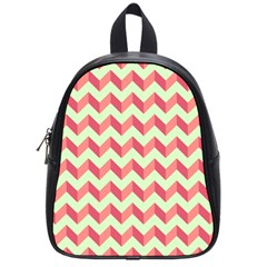 Mint Pink Modern Retro Chevron Patchwork Pattern School Bag (small)