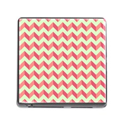 Mint Pink Modern Retro Chevron Patchwork Pattern Memory Card Reader With Storage (square) by GardenOfOphir