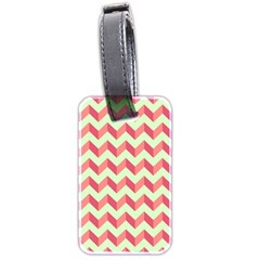 Mint Pink Modern Retro Chevron Patchwork Pattern Luggage Tag (two Sides)