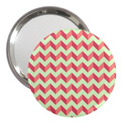 Mint Pink Modern Retro Chevron Patchwork Pattern 3  Handbag Mirror