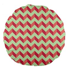 Mint Pink Modern Retro Chevron Patchwork Pattern 18  Premium Round Cushion 