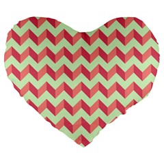 Mint Pink Modern Retro Chevron Patchwork Pattern 19  Premium Heart Shape Cushion