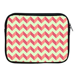 Mint Pink Modern Retro Chevron Patchwork Pattern Apple Ipad Zippered Sleeve by GardenOfOphir