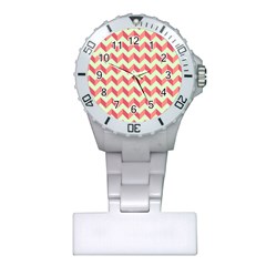 Mint Pink Modern Retro Chevron Patchwork Pattern Nurses Watch