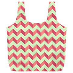 Mint Pink Modern Retro Chevron Patchwork Pattern Reusable Bag (xl)