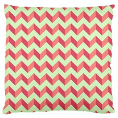 Mint Pink Modern Retro Chevron Patchwork Pattern Large Flano Cushion Case (two Sides) by GardenOfOphir