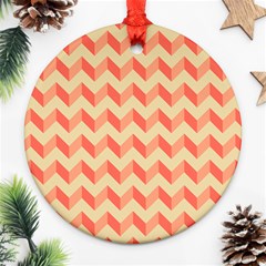 Modern Retro Chevron Patchwork Pattern Round Ornament