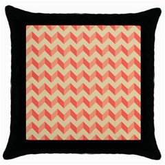 Modern Retro Chevron Patchwork Pattern Black Throw Pillow Case