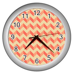 Modern Retro Chevron Patchwork Pattern Wall Clock (silver)