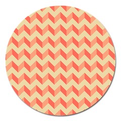 Modern Retro Chevron Patchwork Pattern Magnet 5  (round)