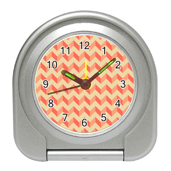 Modern Retro Chevron Patchwork Pattern Desk Alarm Clock