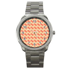 Modern Retro Chevron Patchwork Pattern Sport Metal Watch