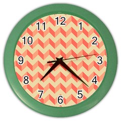 Modern Retro Chevron Patchwork Pattern Wall Clock (color)