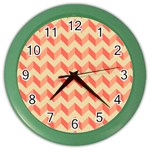 Modern Retro Chevron Patchwork Pattern Wall Clock (Color) Front