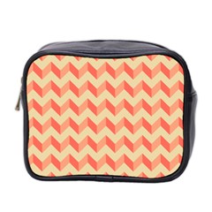 Modern Retro Chevron Patchwork Pattern Mini Travel Toiletry Bag (two Sides)